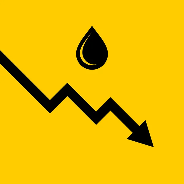 Gráfico de caída del precio del petróleo. Vector — Vector de stock