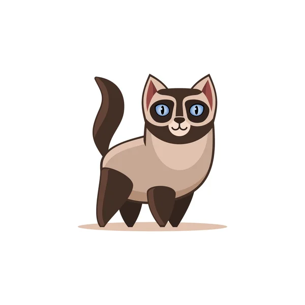 Siamese Cat Isolated on the White Background. Vector — Stock Vector