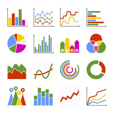 İş grafik ve diyagram simgeler kümesi. Vektör