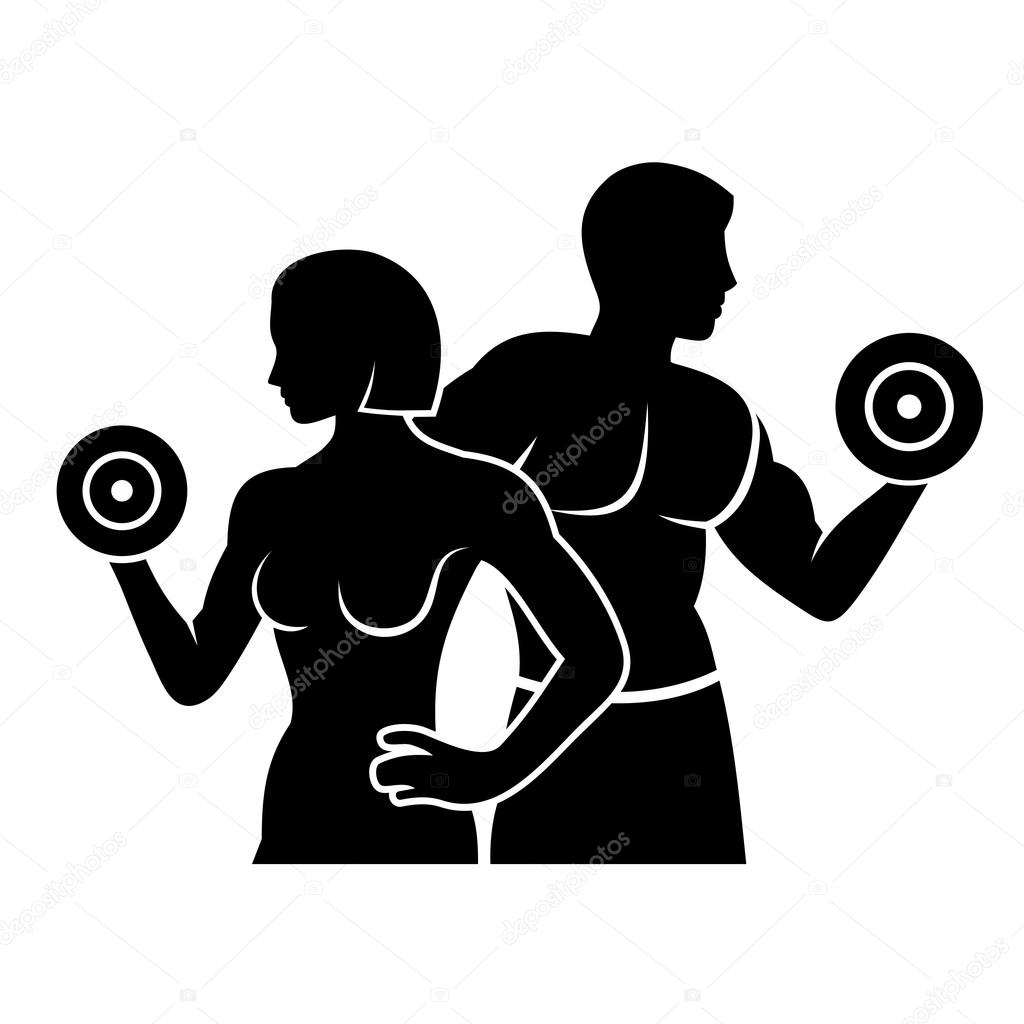 Download Man and Woman Fitness Silhouette Vector Logo Icon — Stock Vector © in8finity #69292345