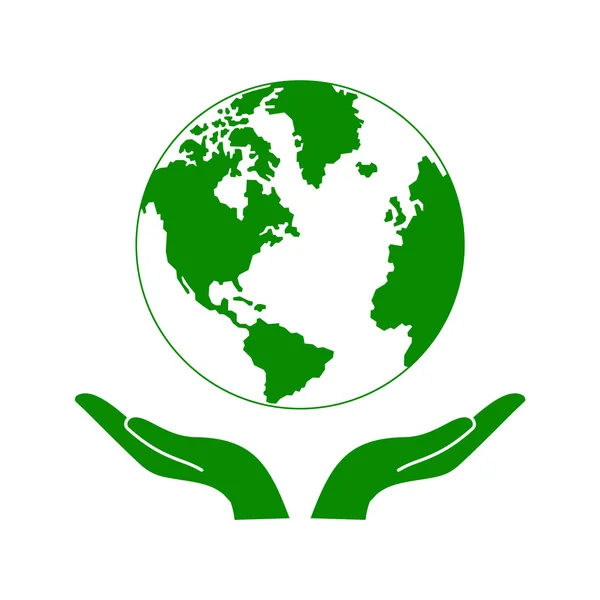 Les mains tenant le vecteur Green Earth Globe — Image vectorielle