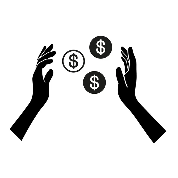 Dinero en mano Icono sobre fondo blanco. Vector — Vector de stock