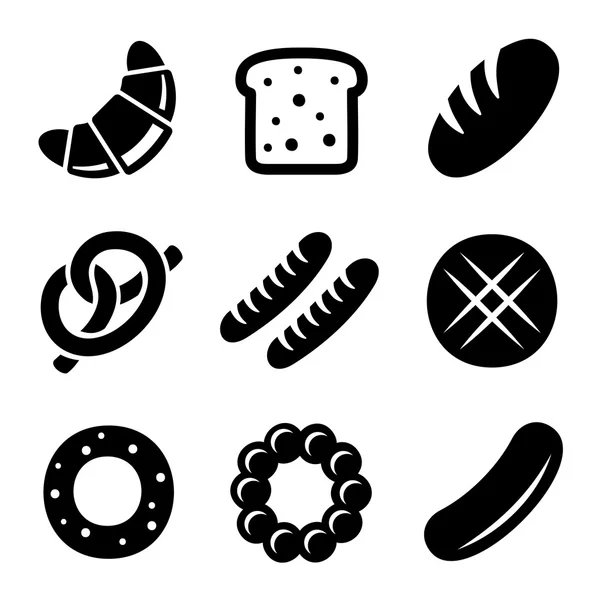 Panadería y Conjunto de Iconos de Pan — Vector de stock