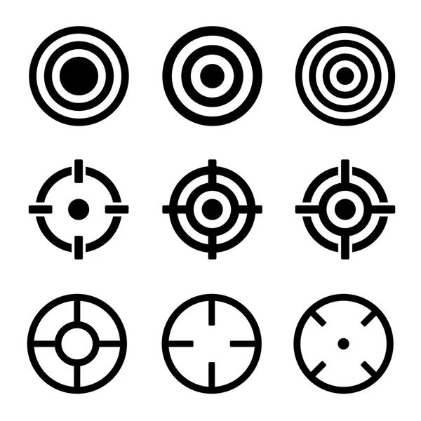 Iconos de destino fijados sobre fondo blanco. Vector — Vector de stock