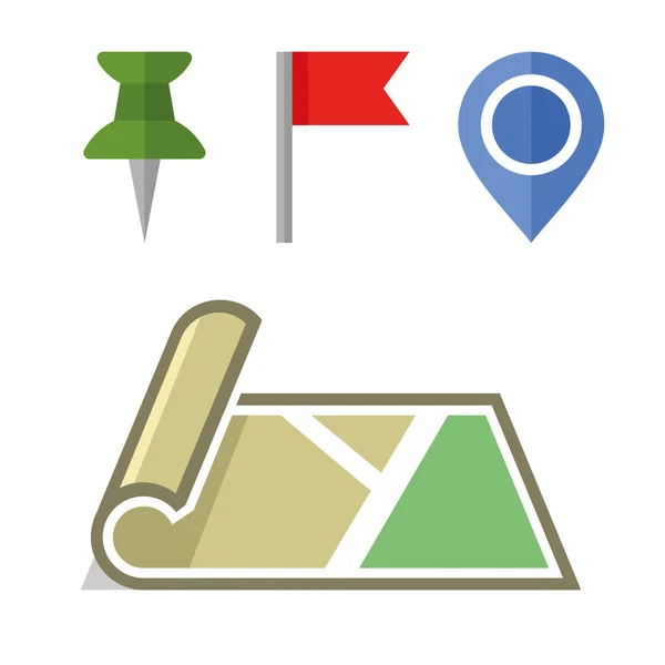 Map Icon with Different Pins Set. Vector — Stock Vector