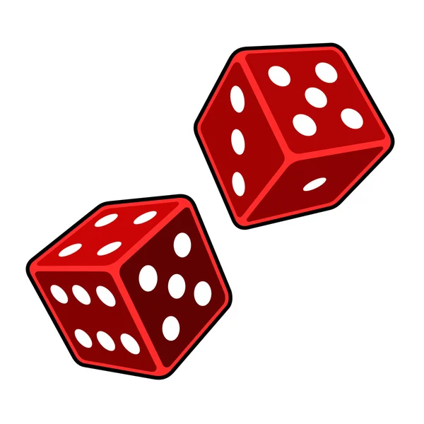 Red Dice Cubes on White Background. Vector — Stock Vector