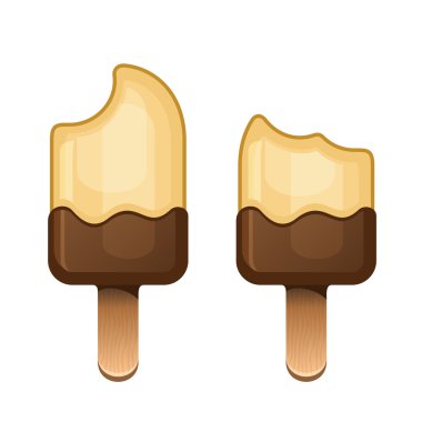 Çikolata dondurma tatlı üzerinde ahşap Stick.Vector ayarla
