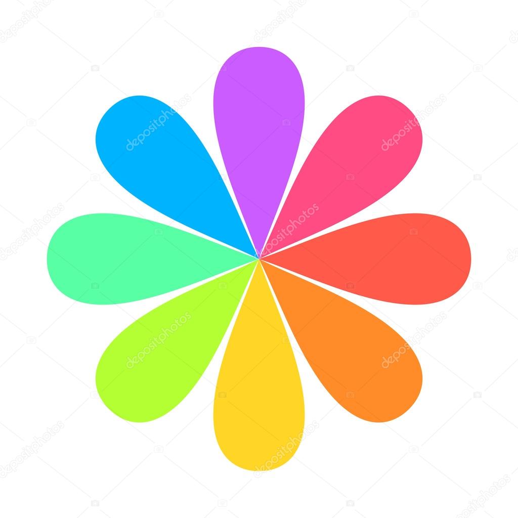 Abstract Geometric Rainbow Flower Logo. Vector