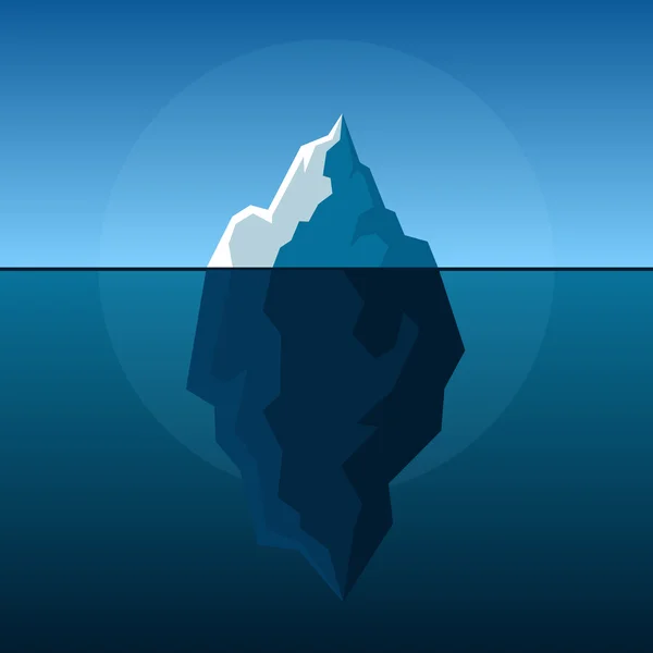 Iceberg blanco sobre fondo azul atlántico Vector — Vector de stock