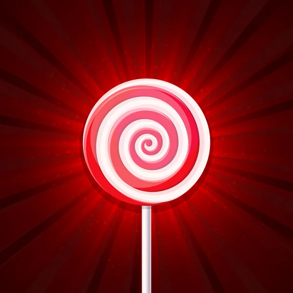 Nyalóka Candy vörös háttérben. Vektor — Stock Vector