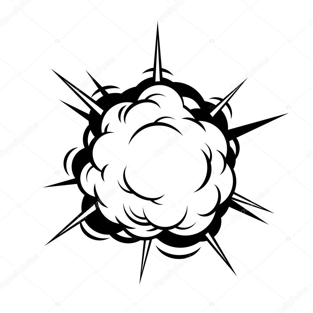 Comic Boom. Black Explosion on White Background. Vector illustration