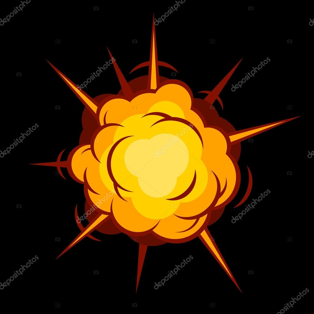 Color Comic Boom. Black Explosion on Black Background. Vector illustration