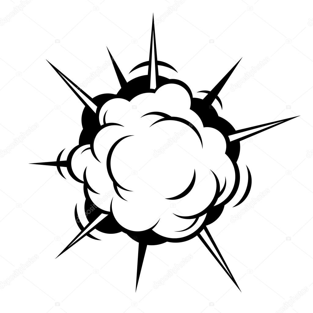 Comic Boom. Black Explosion on White Background. Vector illustration