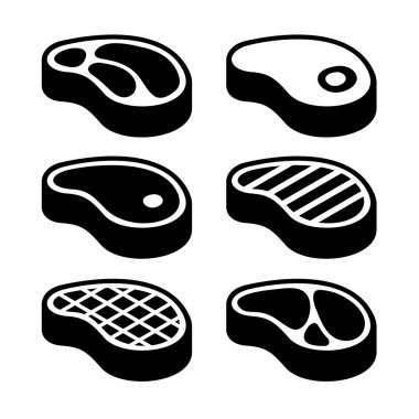 Biftek Icons Set. Vektör