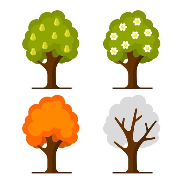 Pear Tree Set op witte achtergrond. Vector — Stockvector