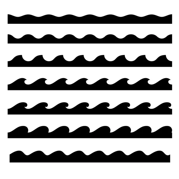 Seamless Wave Pattern Set. Vector Template — Stock Vector