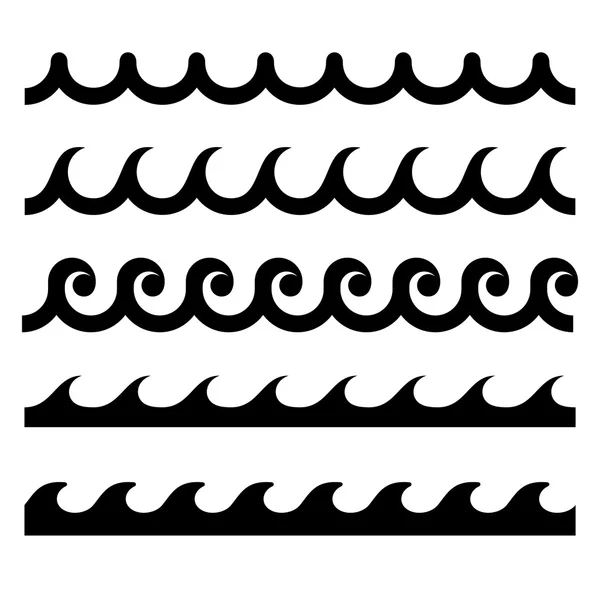 Ensemble de motifs de vagues sans couture. Modèle vectoriel — Image vectorielle