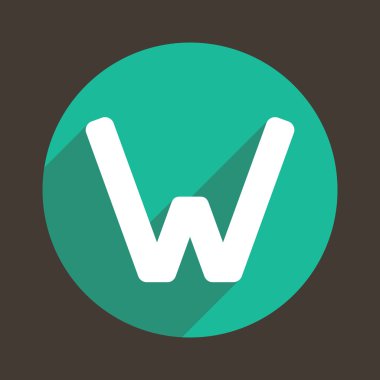 Harf W Logo düz simge stil. Vektör