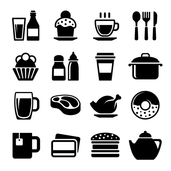 Restaurant and Cafe Food Drink Icon Set. Vector — Stock Vector