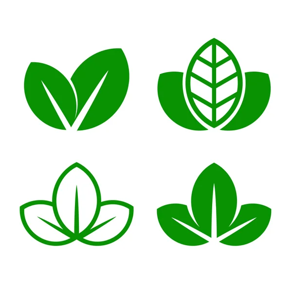 Eco zöld levél Icon Set. Vektor — Stock Vector