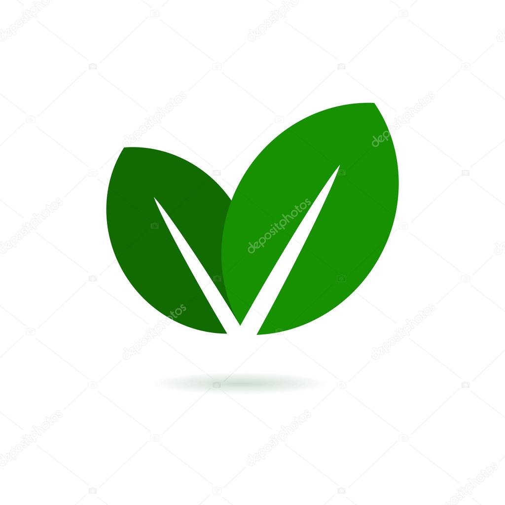 Eco Leaf Logo. Green Vector Icon on White Background