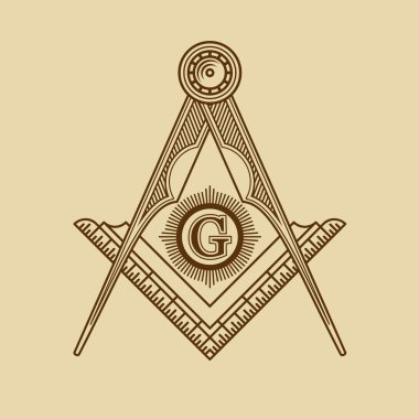 Masonik Masonluk amblemi simgesi Logo. Vektör