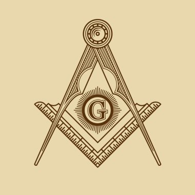 Masonic Freemasonry Emblem Icon Logo. Vector clipart