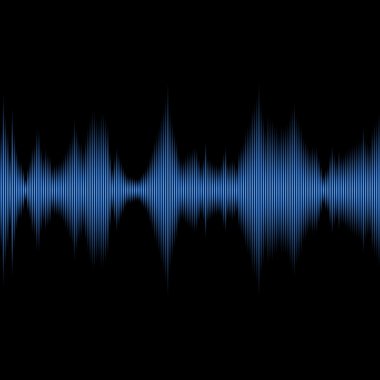 Blue Sound Waves Oscillating Equalizer on Black Background. Vector clipart