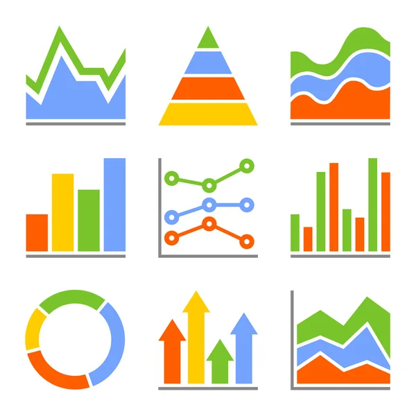 Gráficos y gráficos, diagramas. Elementos del conjunto de infografías. Vector — Vector de stock