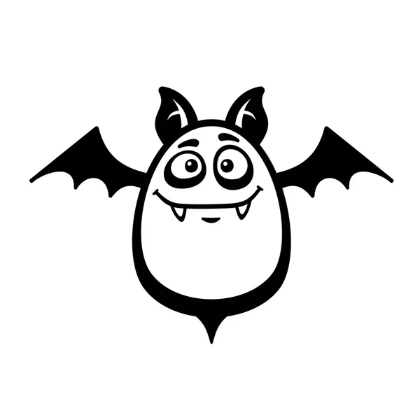 Estilo de dibujos animados murciélago sonriente sobre fondo blanco. Vector — Vector de stock