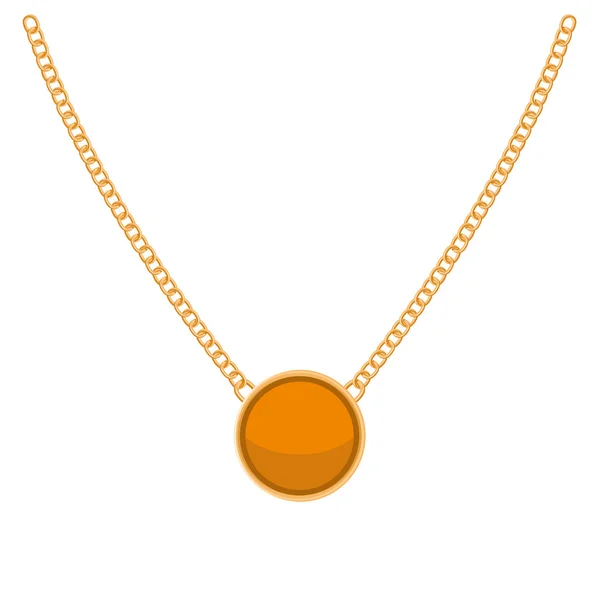 Golden Chain with Gold Blank Precious Necklaces. Vector — Stock Vector