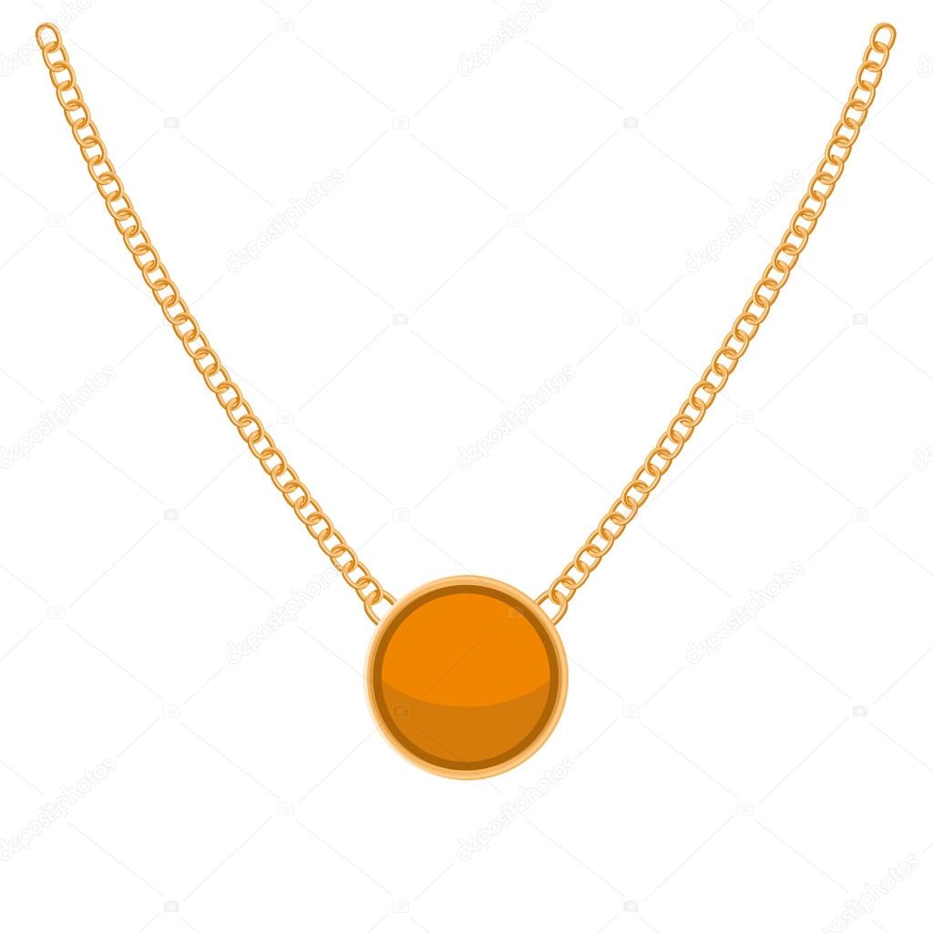 Golden Chain with Gold Blank Precious Necklaces. Vector
