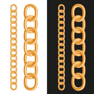 Altın zincir om beyaz ve siyah arka plan. Vektör