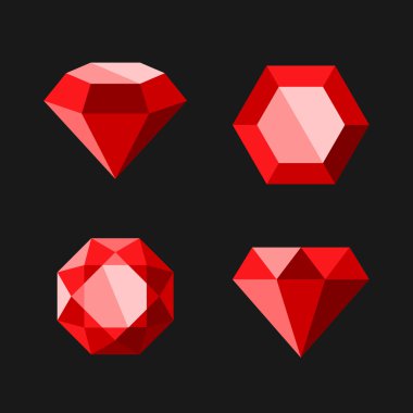 Kırmızı elmas veya yakut Vector Icons Set