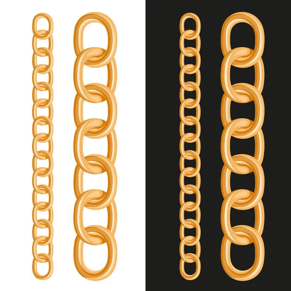 Gouden keten om witte en zwarte achtergrond. Vector — Stockvector