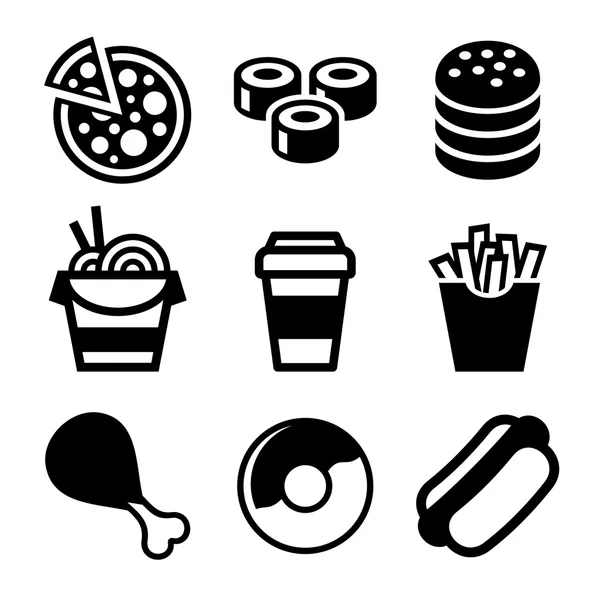 Fast Food Icons Set. Vektör — Stok Vektör