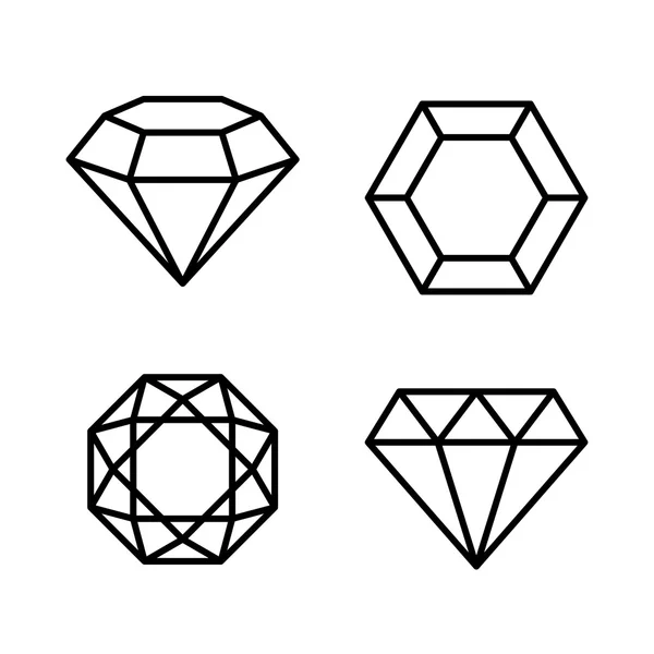 Diamant Edelsteine Symbole auf weißem Hintergrund gesetzt. Vektor — Stockvektor