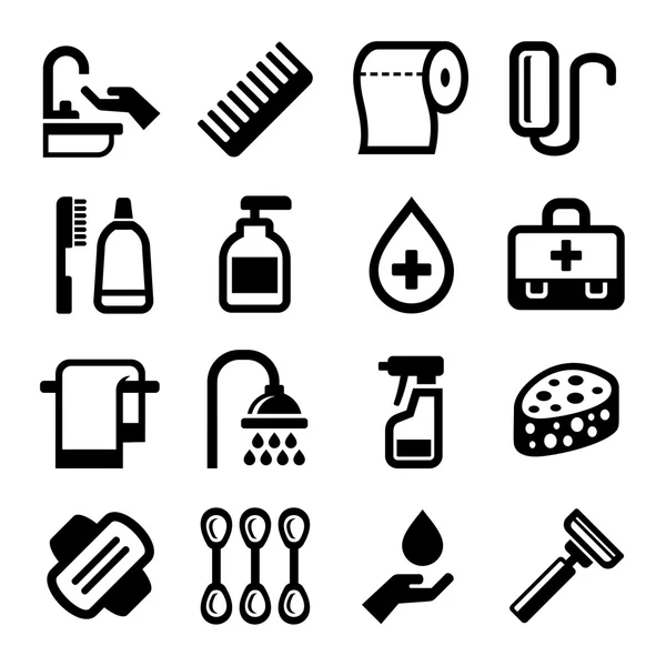 Iconos de higiene establecidos sobre fondo blanco. Vector Ilustración De Stock