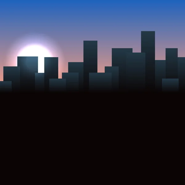 日の出建物風景します。都市のベクトルの背景. — ストックベクタ