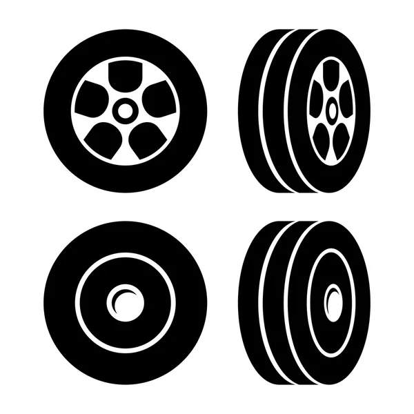 Iconos de neumáticos establecidos sobre fondo blanco. Vector — Archivo Imágenes Vectoriales