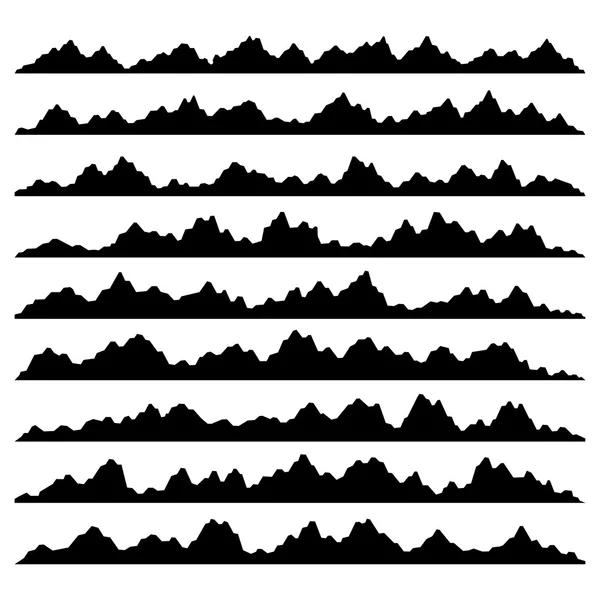 Montanha silhuetas panorâmicas Situado no fundo branco. Vetor — Vetor de Stock