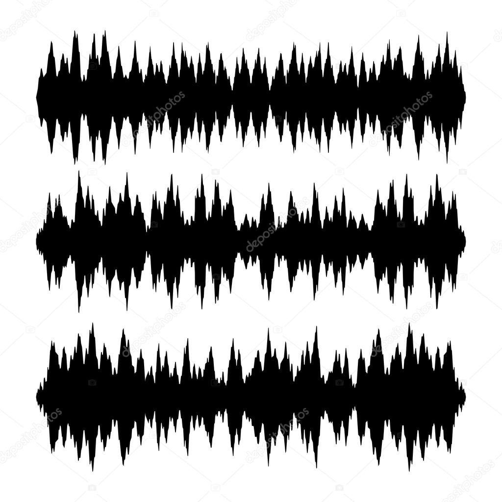 Sound Waves Set on White Background. Vector