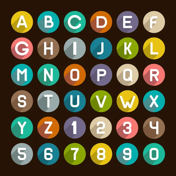 Conjunto de iconos de alfabeto de estilo plano. Números y letras. Vector — Archivo Imágenes Vectoriales