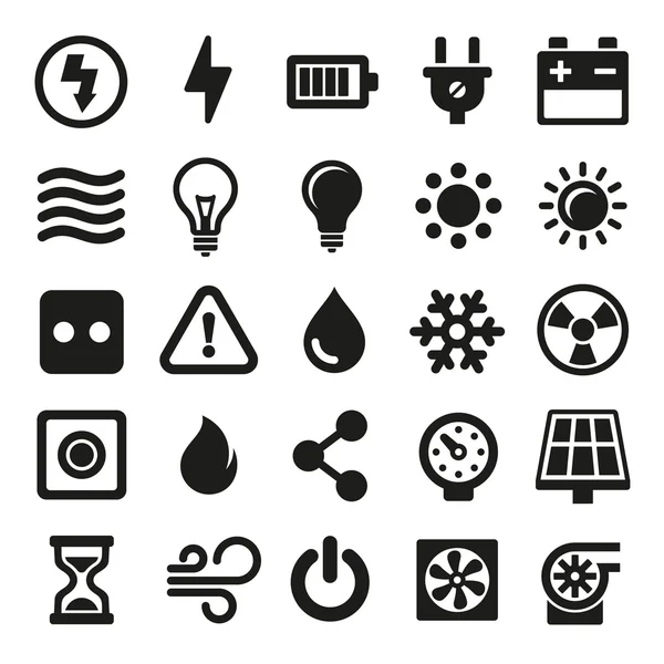 Icone elettriche impostate su sfondo bianco. Vettore — Vettoriale Stock