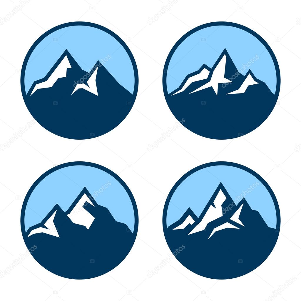 Mountain in Circle Logo Design Elements. Vector illustration