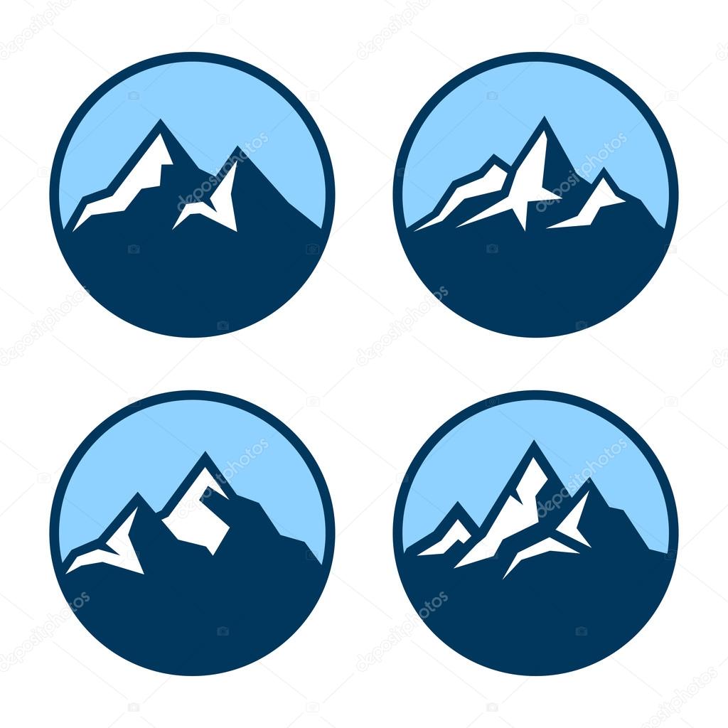 Mountain in Circle Logo Design Elements. Vector