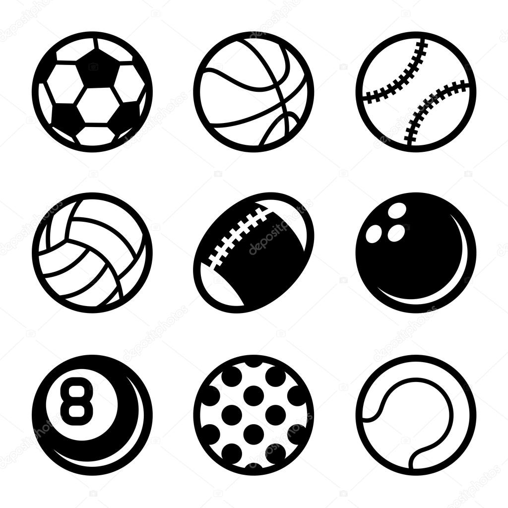 Sports Balls Icons Set on White Background. Vector