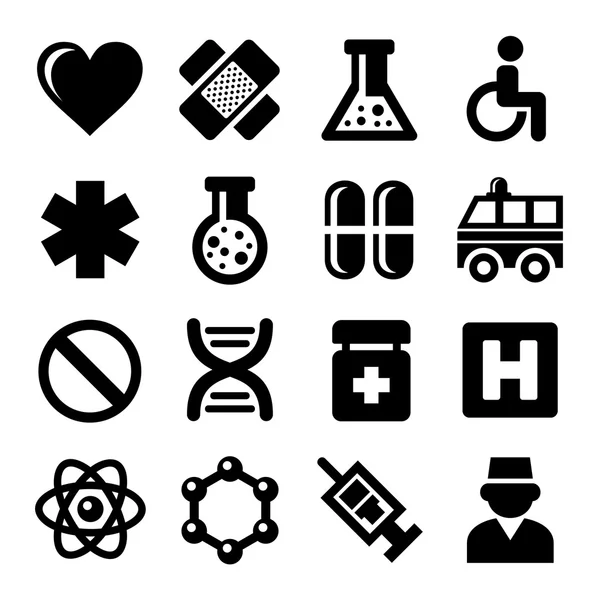 Medic Icons Set on White Background. Vector — Stock Vector