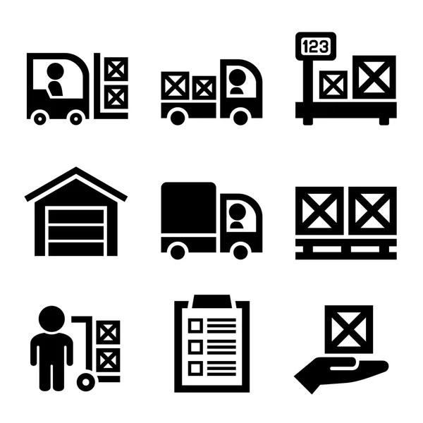 Warehouse Storage and Logistic Icons Set. Vector — Stock Vector