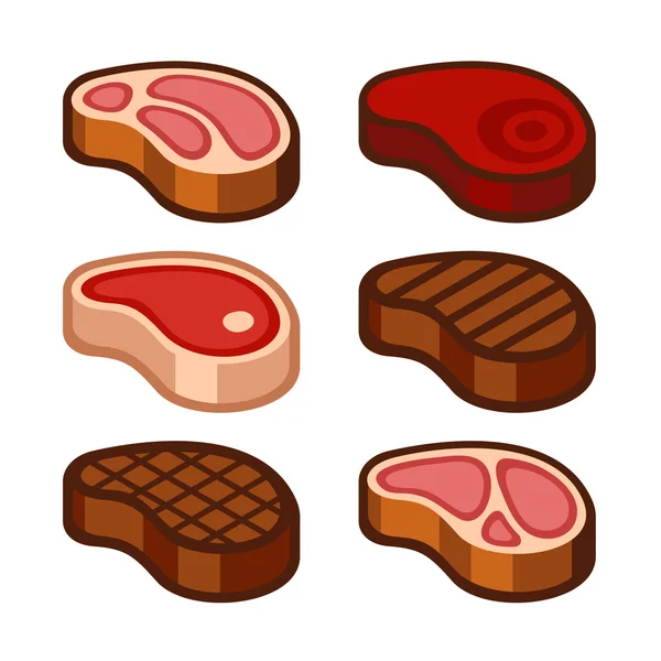 Steak Icons Set. Vector — Stock Vector